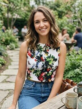 NWT Mario Serrani Italy sleeveless floral crop top Size:Large